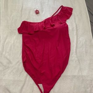 Motherhood Maternity Asymmetrical Ruffle Swimsuit